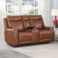 Newport Power Leather Reclining Loveseat With Console By Greyson Living