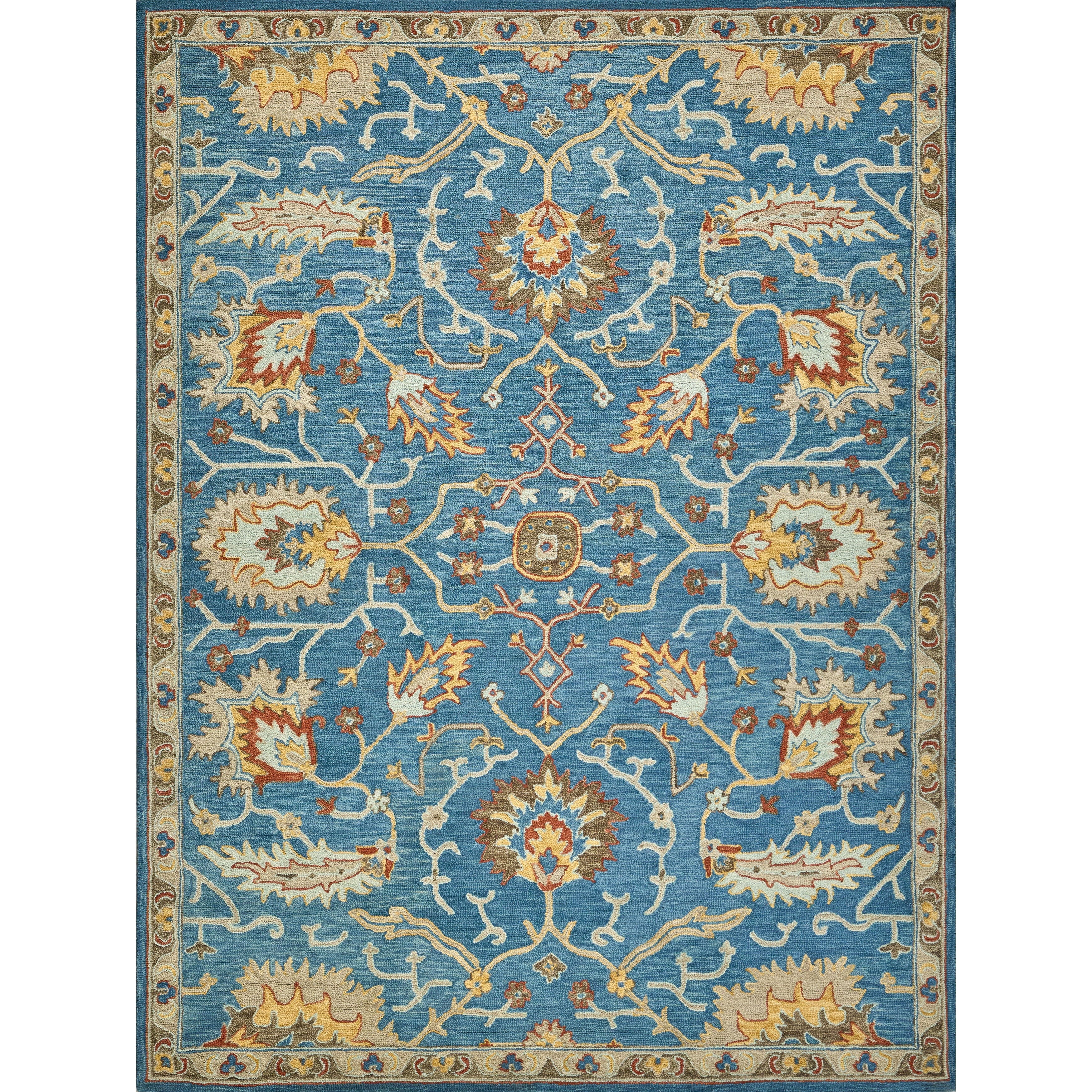 Newport Hand Tufted New Zealand Wool Blue Ivory Area Rug