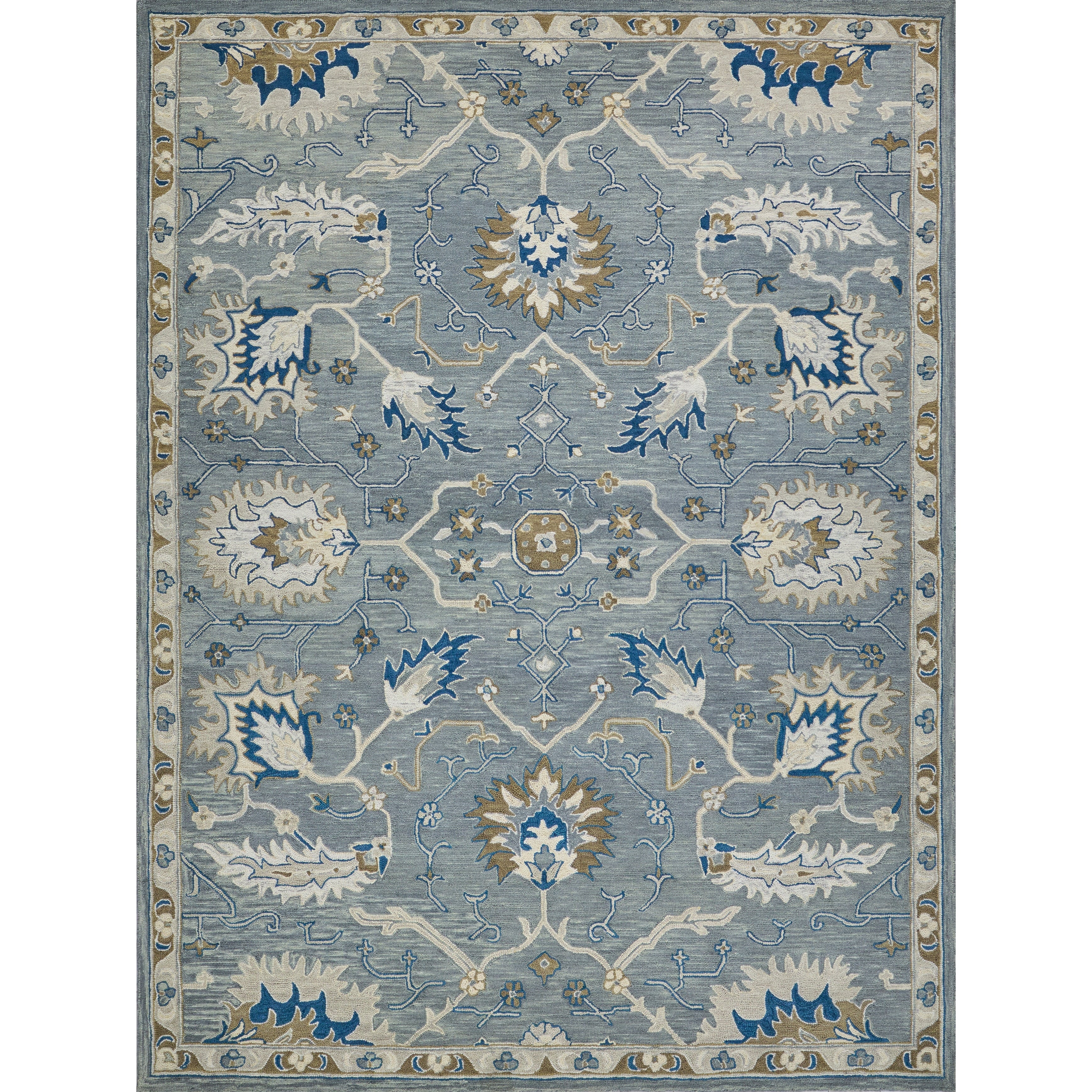 Newport Hand Tufted New Zealand Wool Gray Blue Area Rug