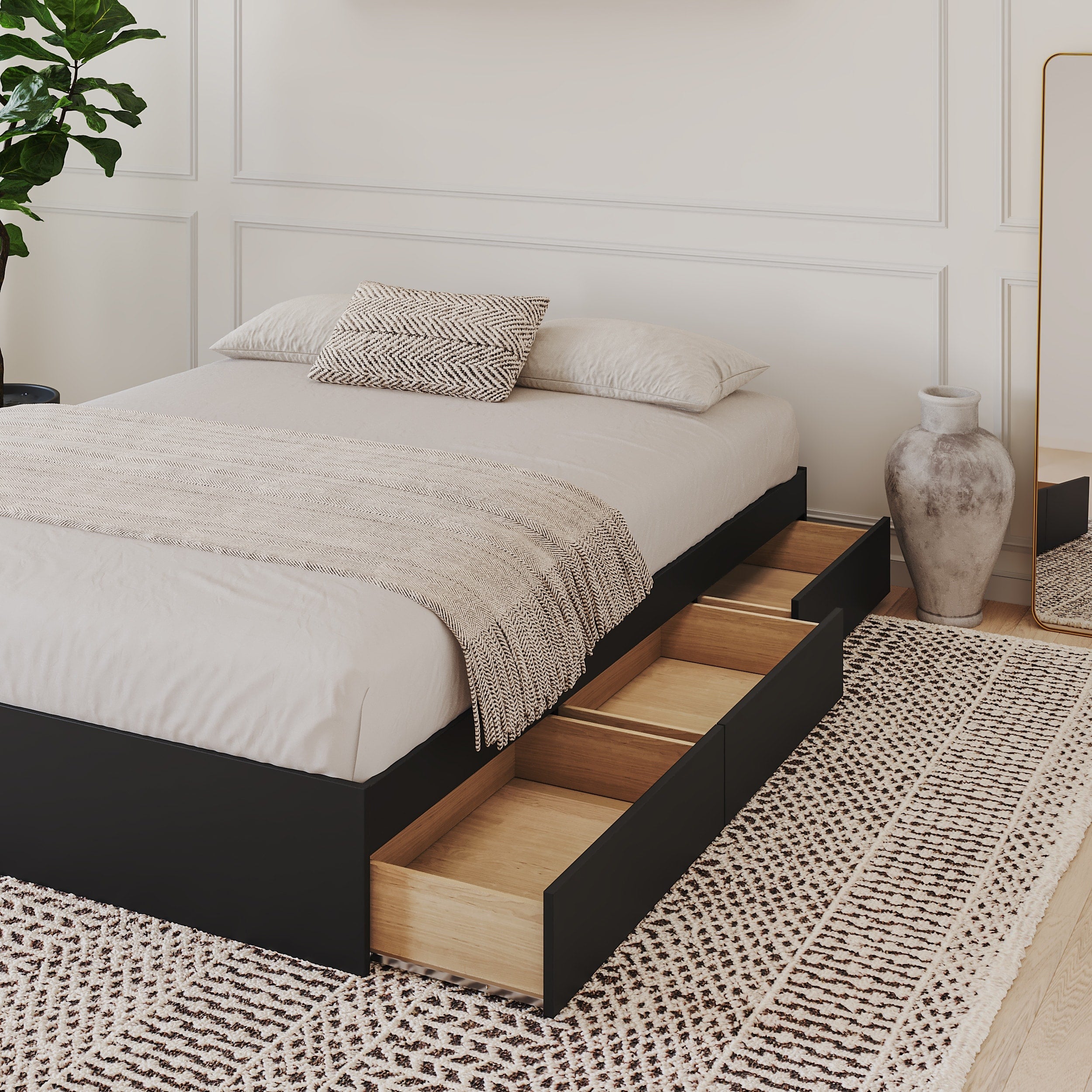 Nexera Corbo 3 Drawer Storage Bed Black