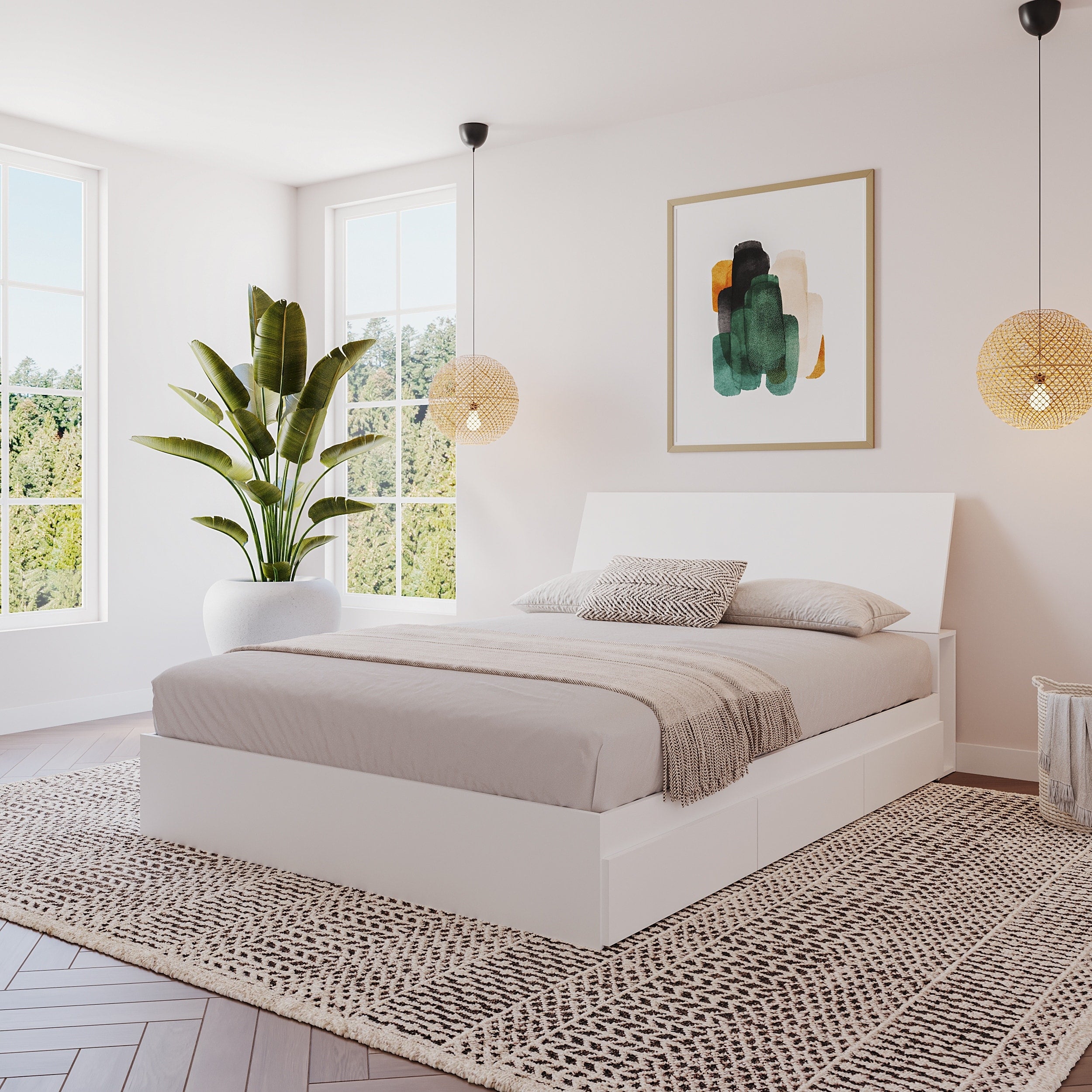 Nexera Paris Storage Bed With Headboard White