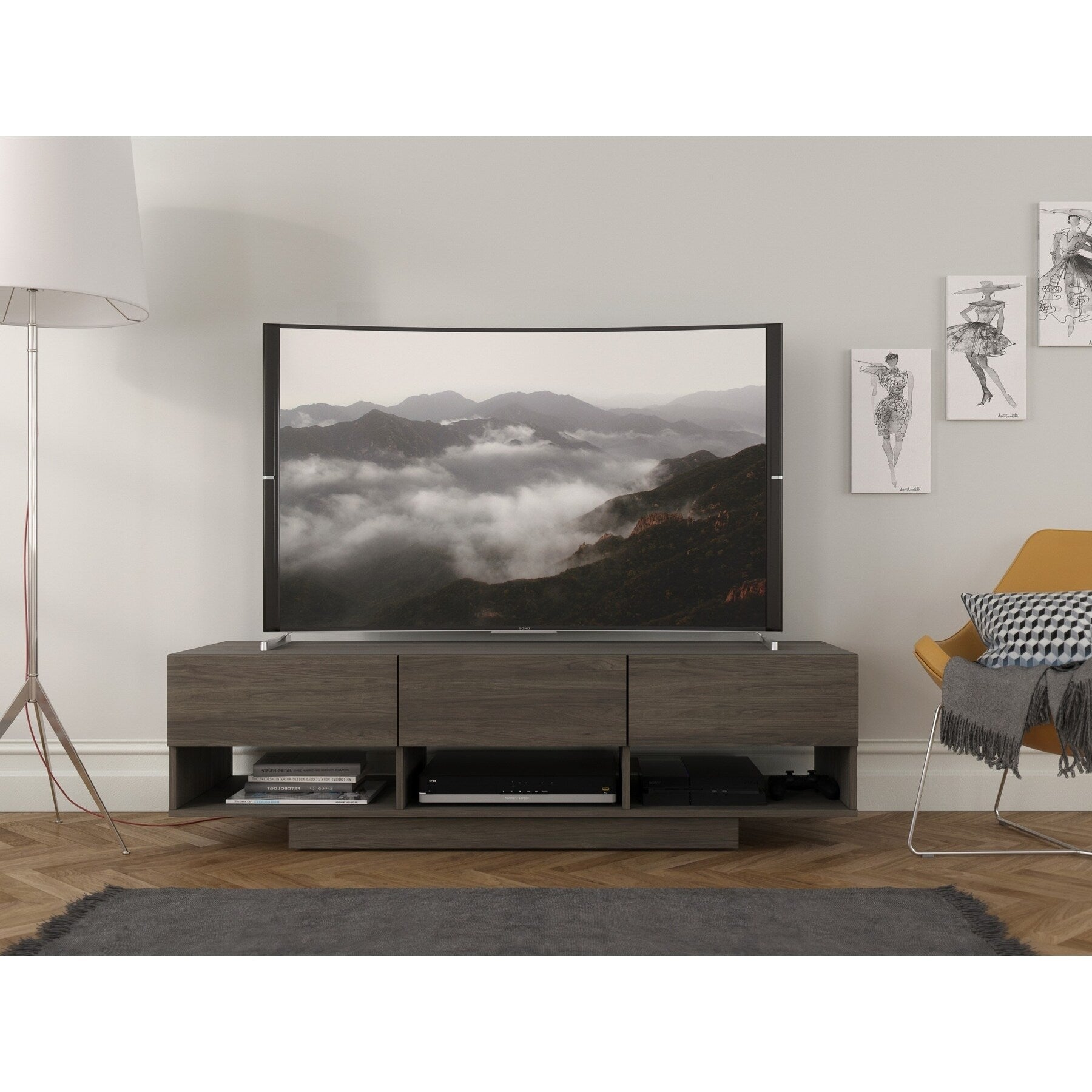 Nexera Rustik 60 Inch Tv Stand With 3 Drawers