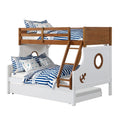 Nexo Twin Over Full Bunk Bed With Trundle Oak Brown White Solid Wood