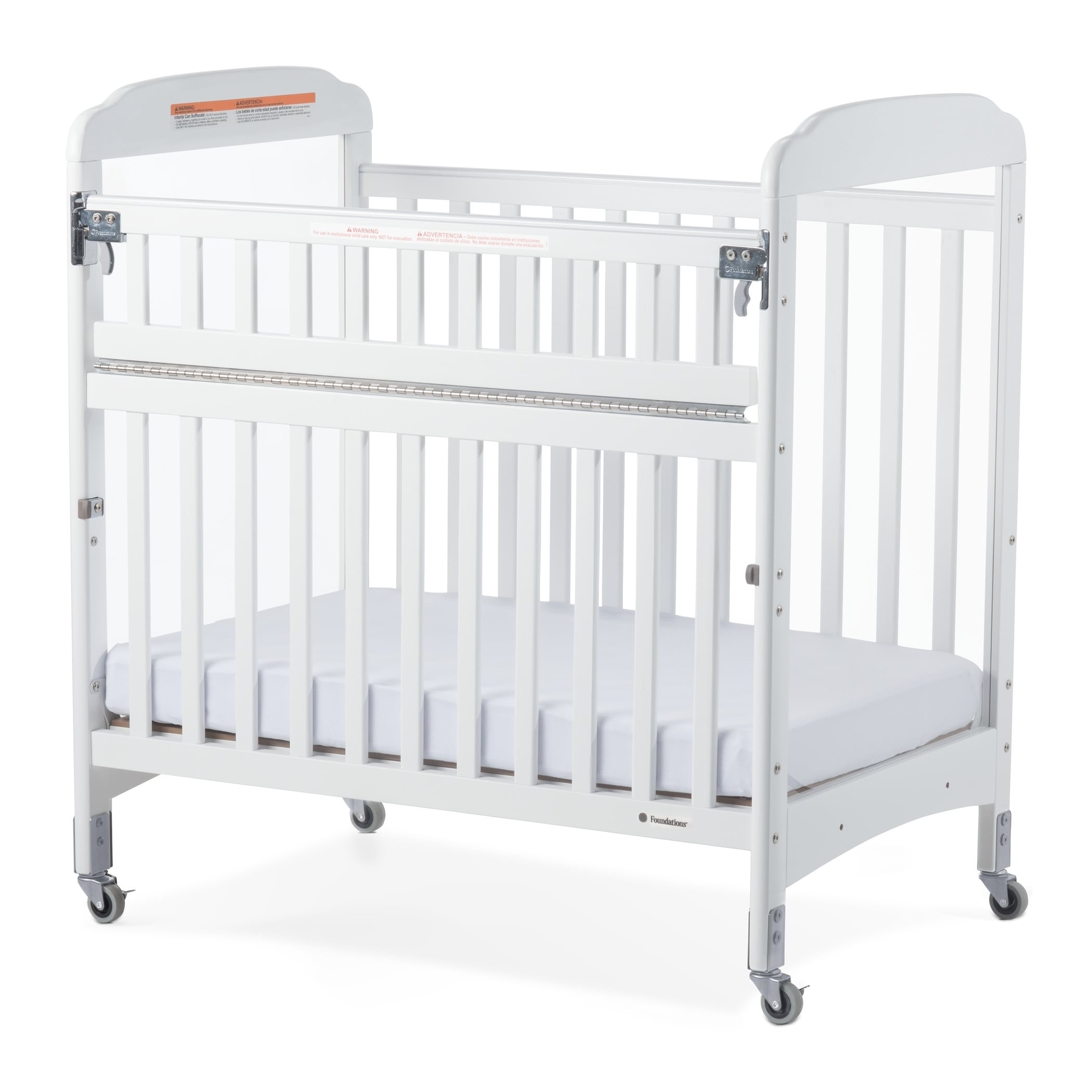 Next Gen Serenity Safereach Compact Clearview Crib White