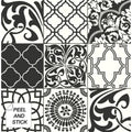Nextwall Black And White Graphic Tile Peel And Stick Removable Wallpaper 20.5 In. W X 18 Ft. L