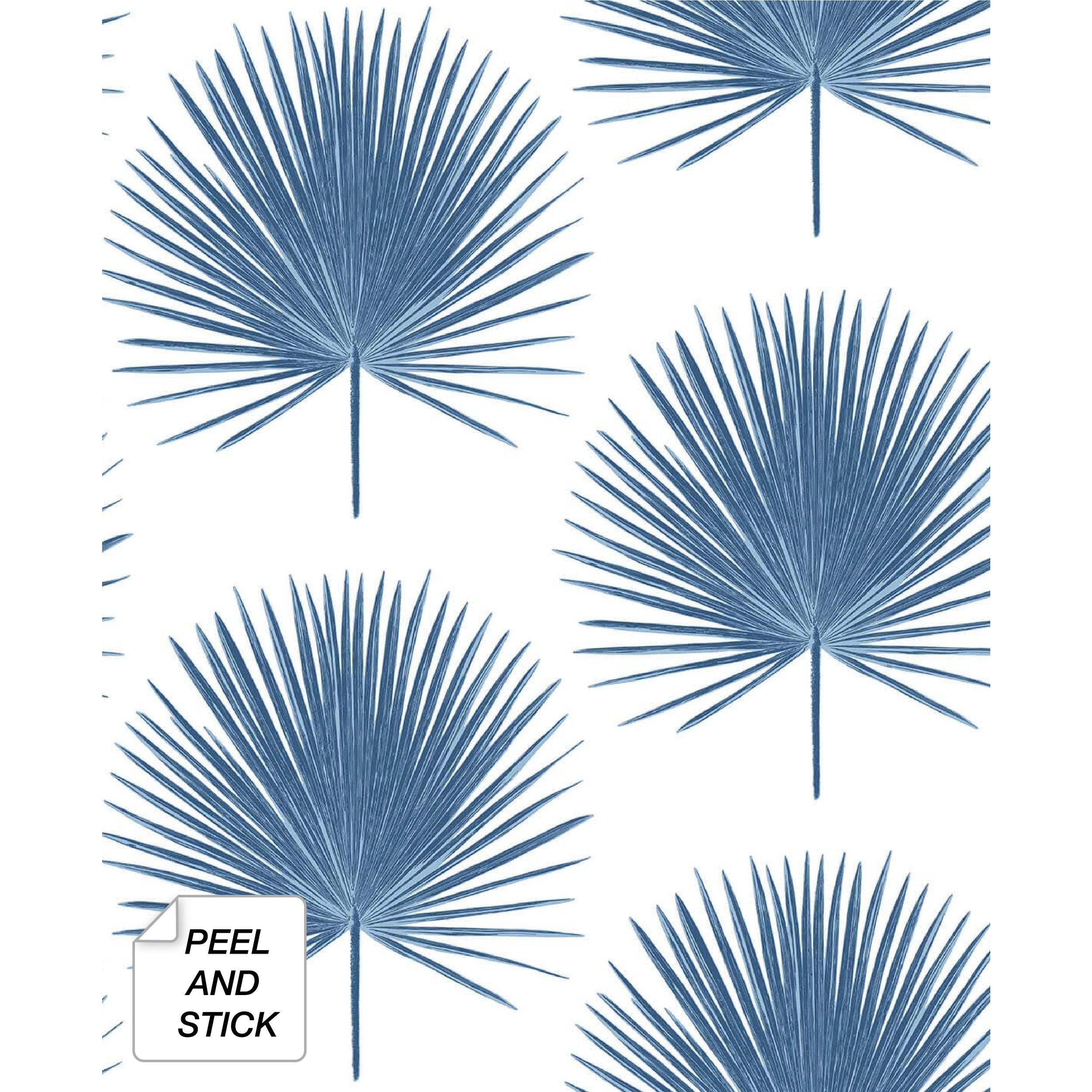 Nextwall Blue Palmetto Palm Peel And Stick Removable Wallpaper 20.5 In. W X 18 Ft. L