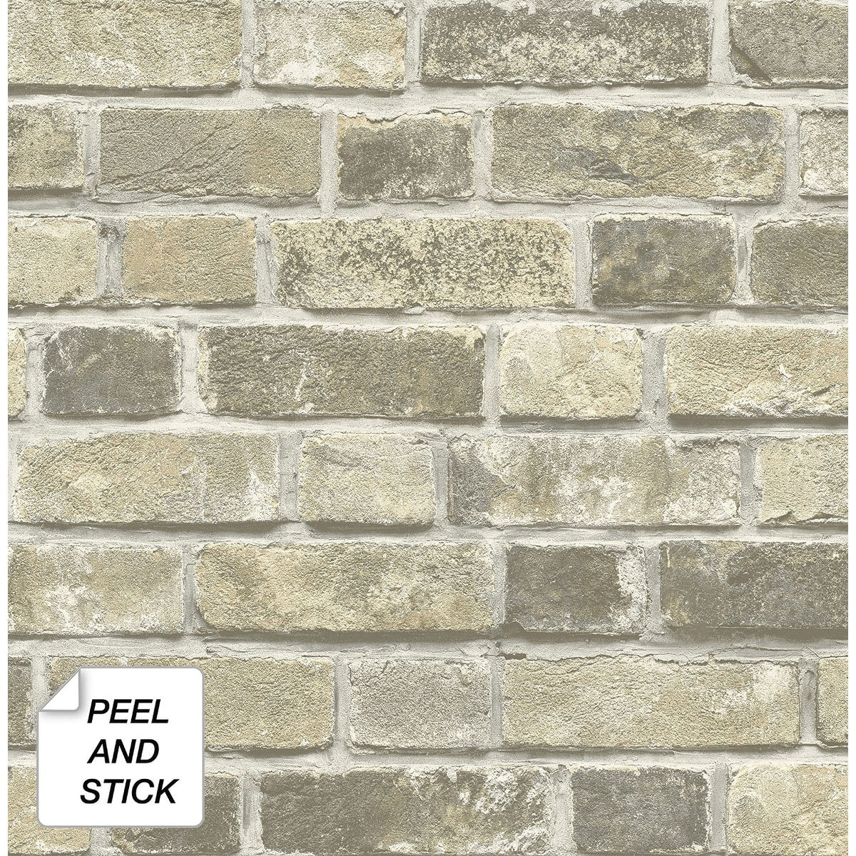 Nextwall Distressed Neutral Brick Peel And Stick Removable Wallpaper 20.5 In. W X 18 Ft. L