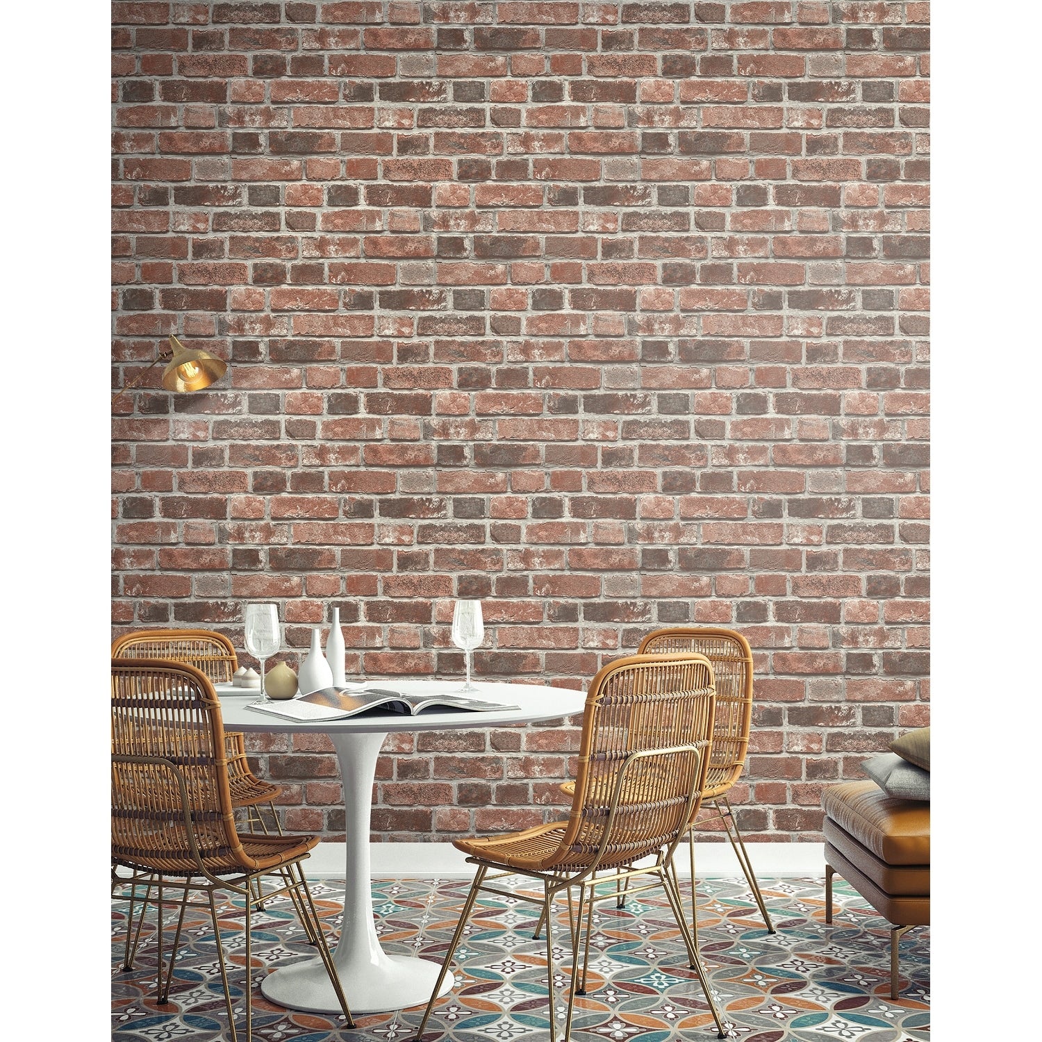 Nextwall Distressed Red Brick Peel And Stick Removable Wallpaper 20.5 In. W X 18 Ft. L