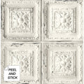 Nextwall Distressed Tin Tile Peel And Stick Removable Wallpaper 20.5 In. W X 18 Ft. L