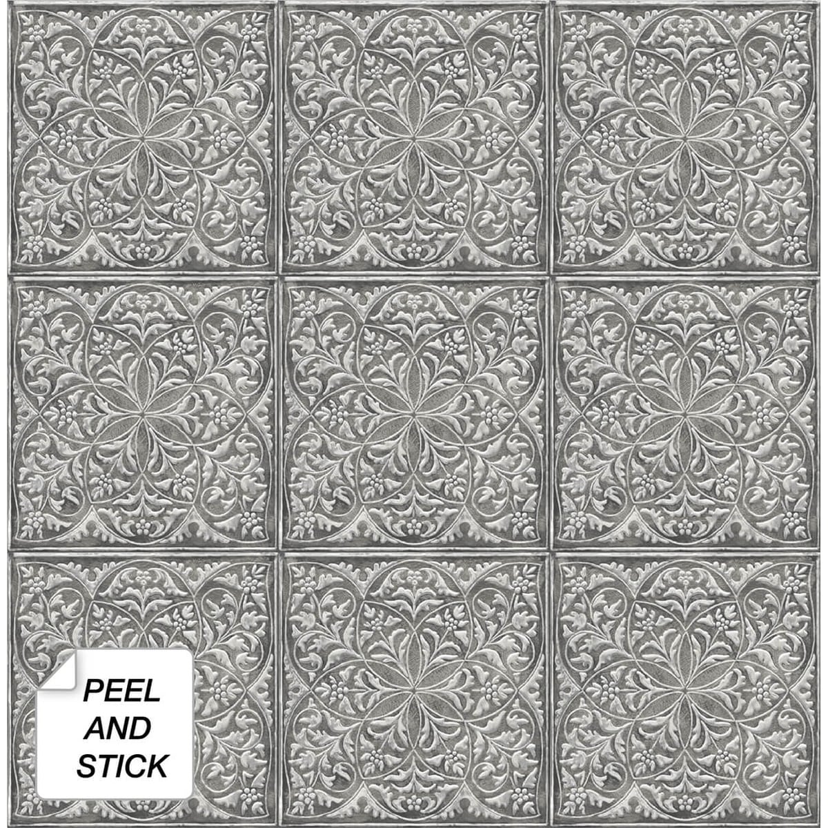 Nextwall Faux Embossed Tile Peel And Stick Wallpaper 20.5 In. W X 18 Ft. L