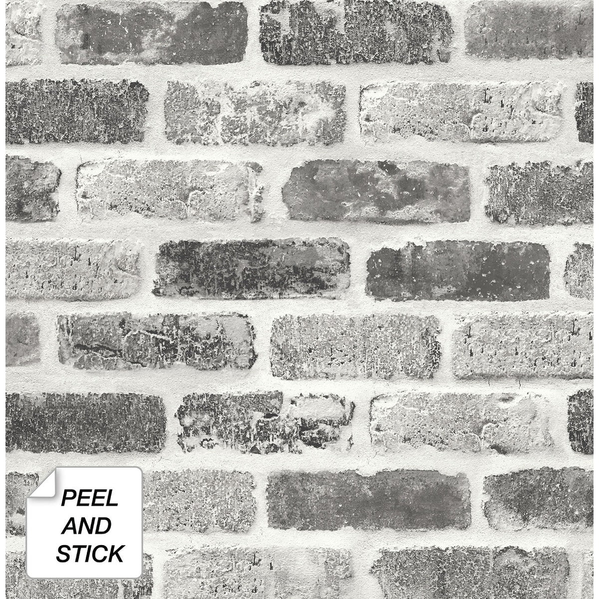 Nextwall Grey Washed Brick Peel And Stick Removable Wallpaper 20.5 In. W X 18 Ft. L
