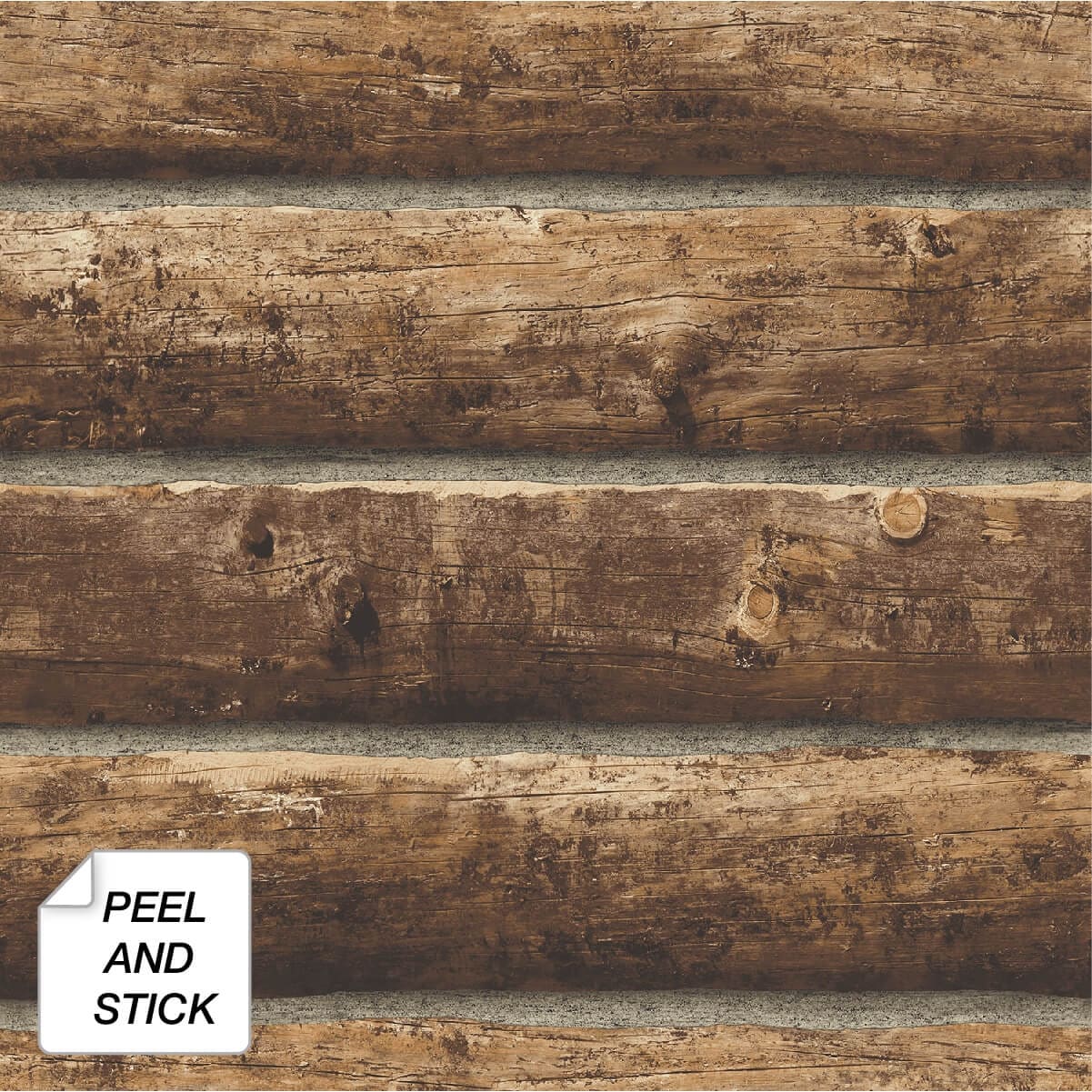 Nextwall Log Cabin Rustic Peel And Stick Removable Wallpaper 20.5 In. W X 18 Ft. L