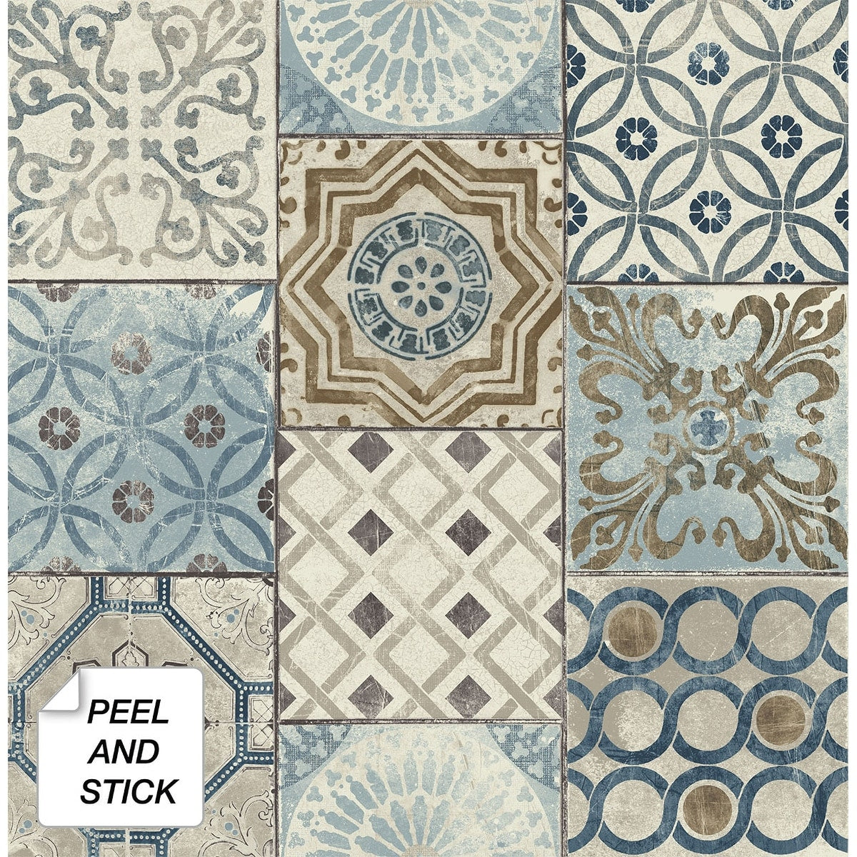 Nextwall Moroccan Tile Peel And Stick Removable Wallpaper 20.5 In. W X 18 Ft. L