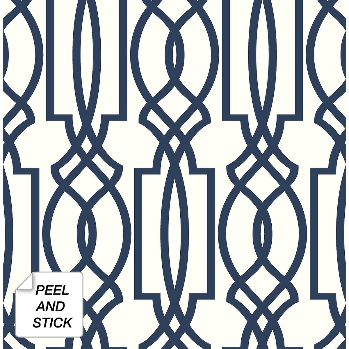 Nextwall Navy Deco Lattice Peel And Stick Removable Wallpaper 20.5 In. W X 18 Ft. L