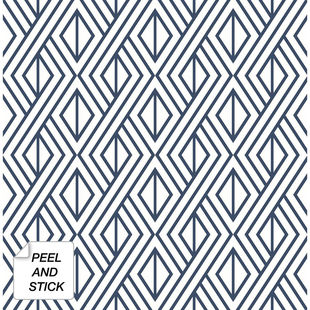 Nextwall Navy Diamond Geometric Peel And Stick Removable Wallpaper 20.5 In. W X 18 Ft. L