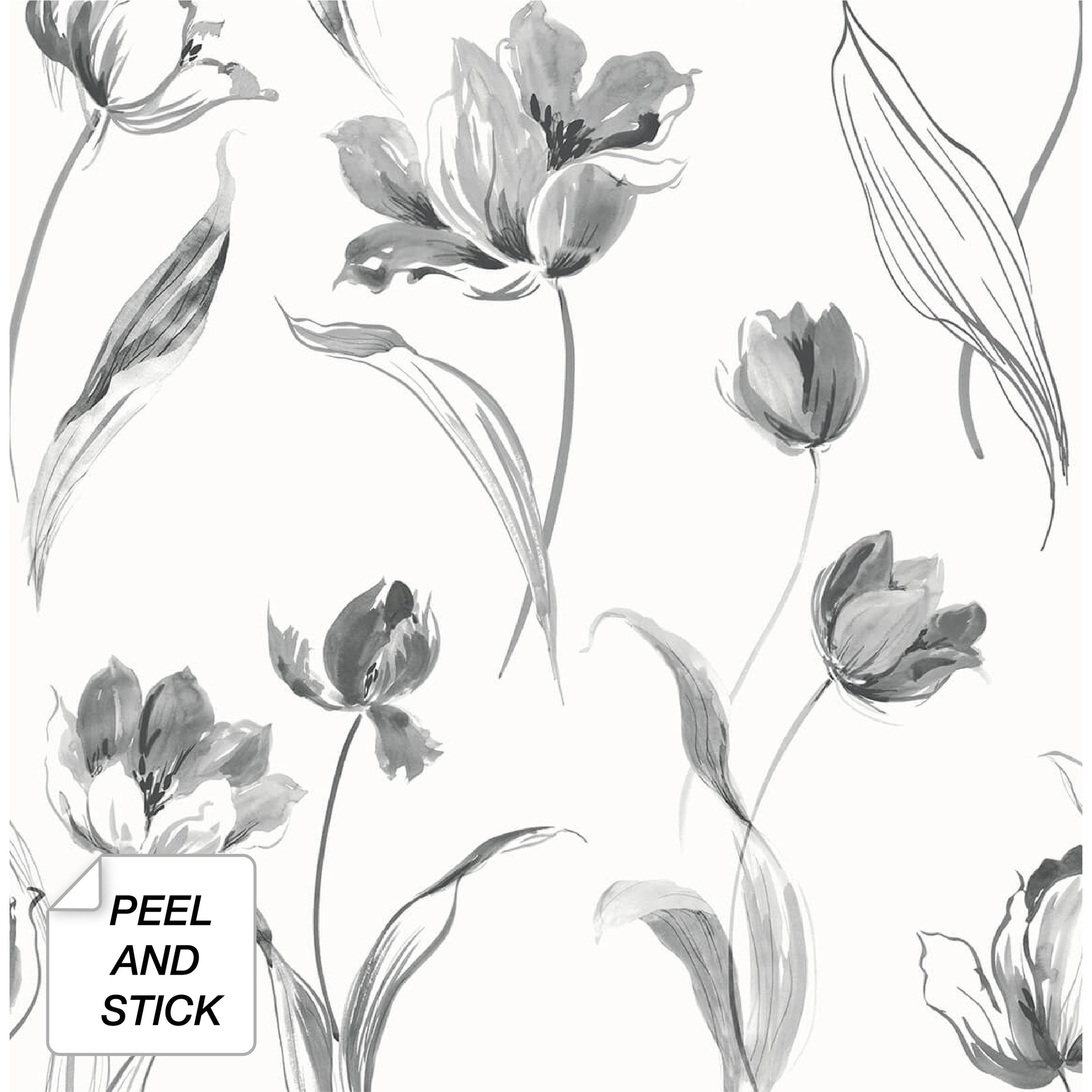Nextwall Tulip Toss Floral Peel And Stick Wallpaper 20.5 In. W X 18 Ft. L