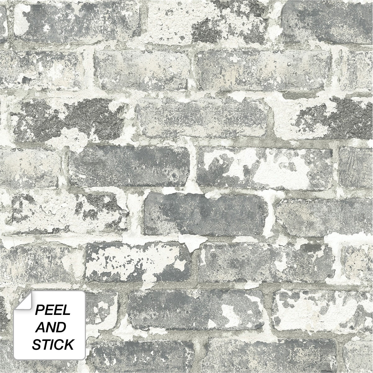Nextwall Weathered Grey Brick Peel And Stick Wallpaper 20.5 In. W X 18 Ft. L