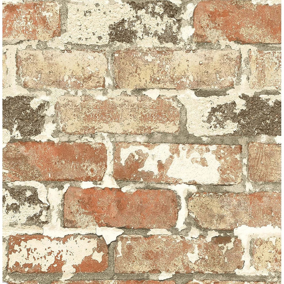 Nextwall Weathered Red Brick Peel And Stick Removable Wallpaper 20.5 In. W X 18 Ft. L