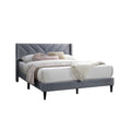 Niasa Full Size Bed Chevron Tufted Gray Velvet Upholstered Foam