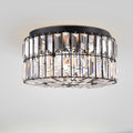 Nicah Matte Black 4 Light Crystal And Metal Drum Shade Flush Mount Matte Black