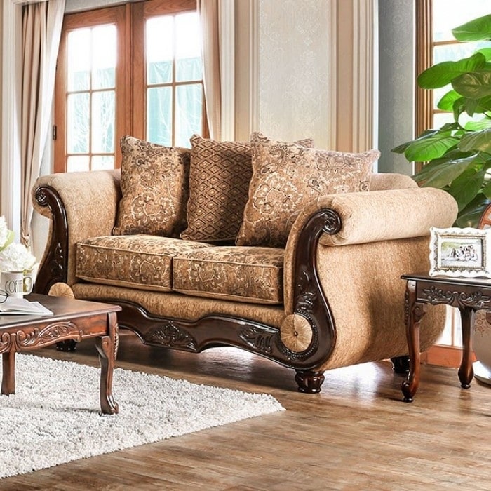 Nicanor Sophisticated Wondrous Love Seat Gold Brown Gold Brown