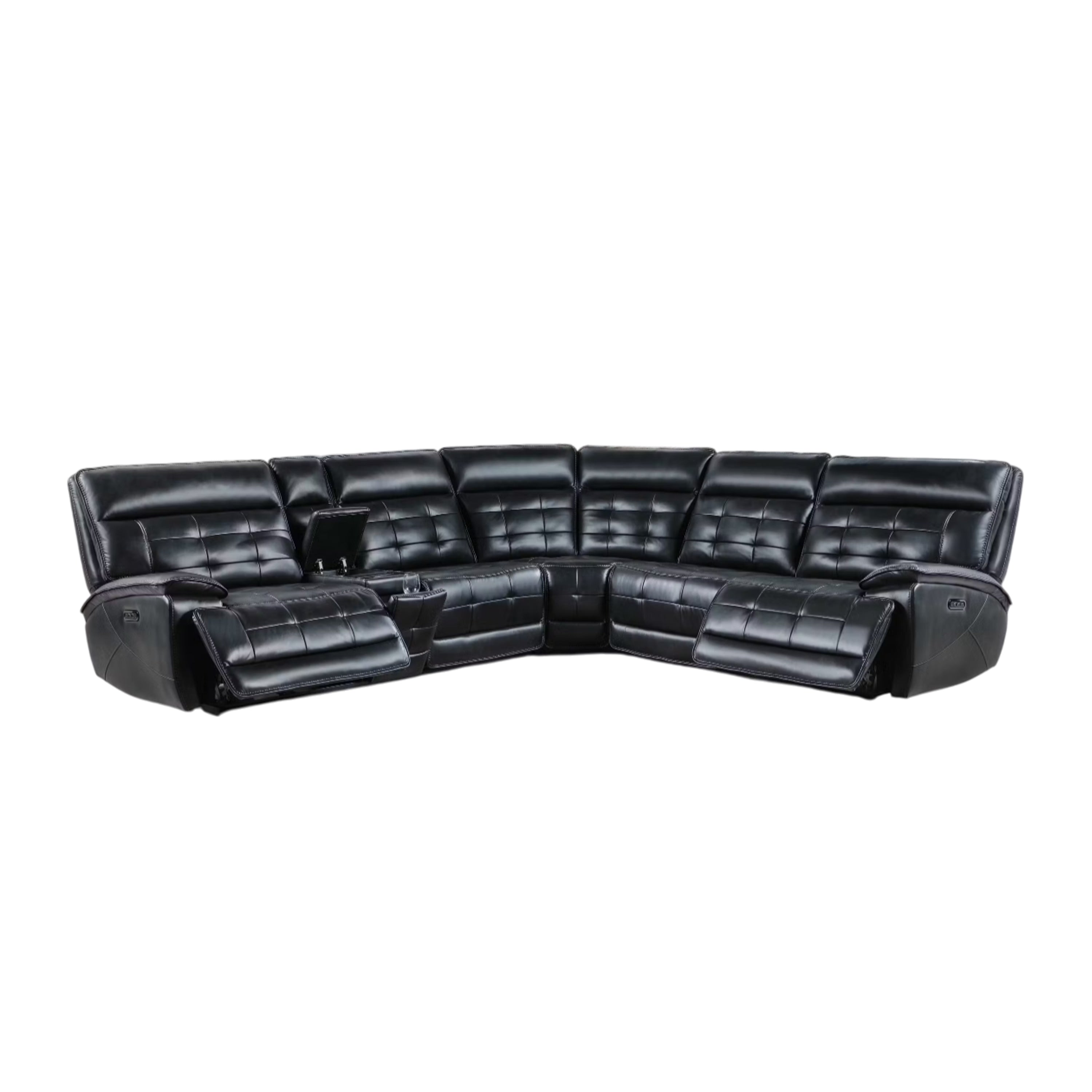 Nick 3Pc 5 Seater Corner Manual Recliner Sofa Cupholders Black