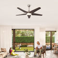 Nickel Reversible Ceiling Fan With Lights For Living Room Bedroom