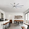 Nickel Silver Ceiling Fan With Dimmable Led Light Remote Control