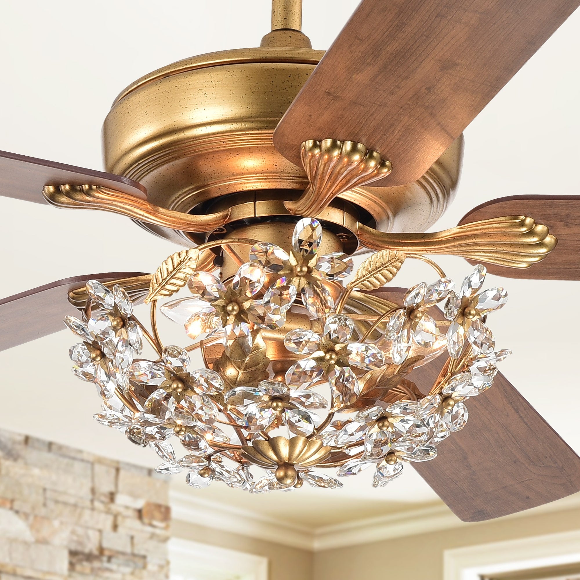 Nickoe Aged Gold 52 Inch 5 Blade Ceiling Fan