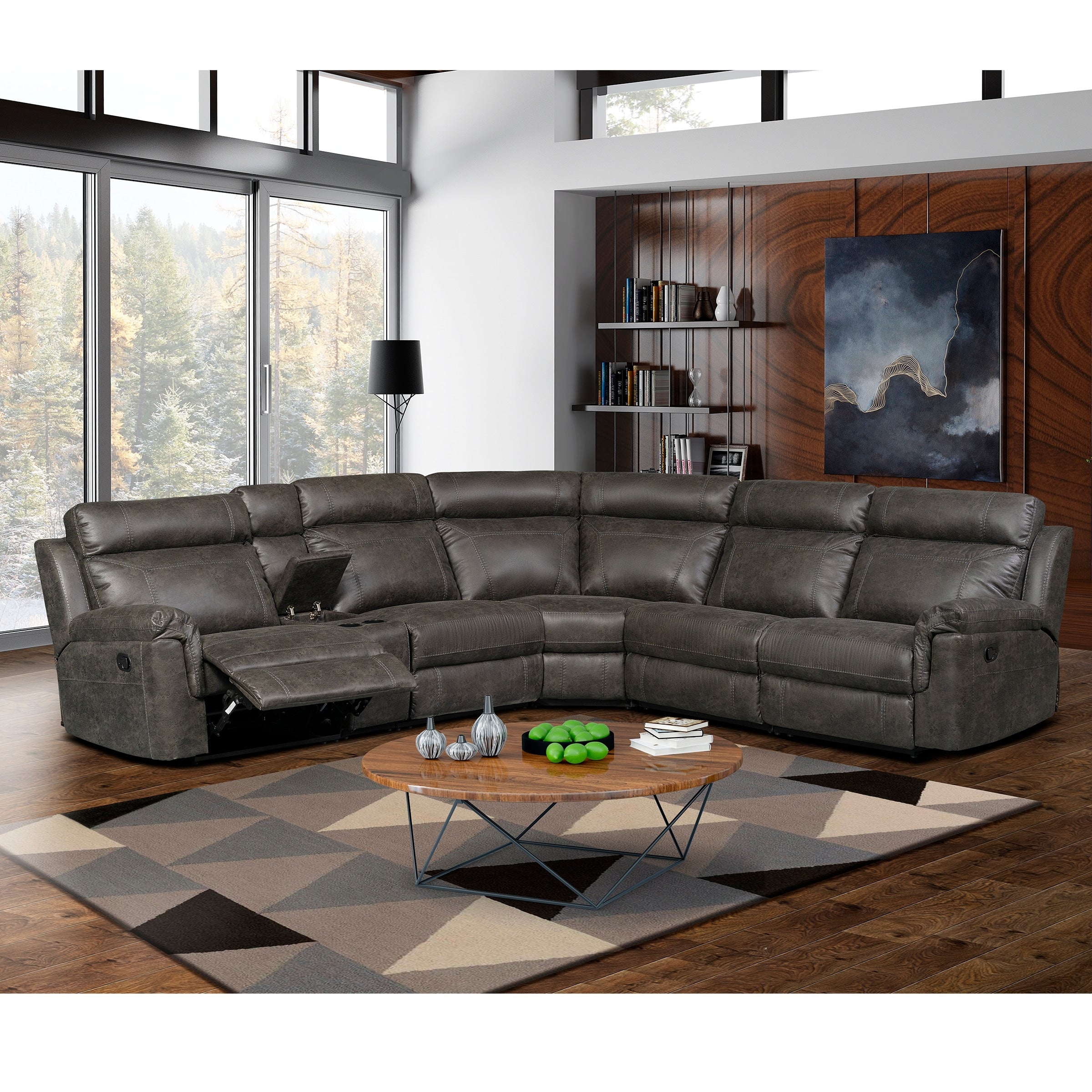 Nicole Reclining Brown Leather Sectional Sofa
