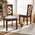 Nicolette Grey Fabric And Walnut Brown Wood 2 Pc Dining Chair Set