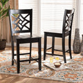 Nicolette Modern Dark Brown Finished Wood 2 Piece Counter Stool Set