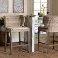 Niesha Kubu Rattan Counter Stool With Cushion Handwoven Wicker Accent Stool With Flared Arms Design For Kitchen Island