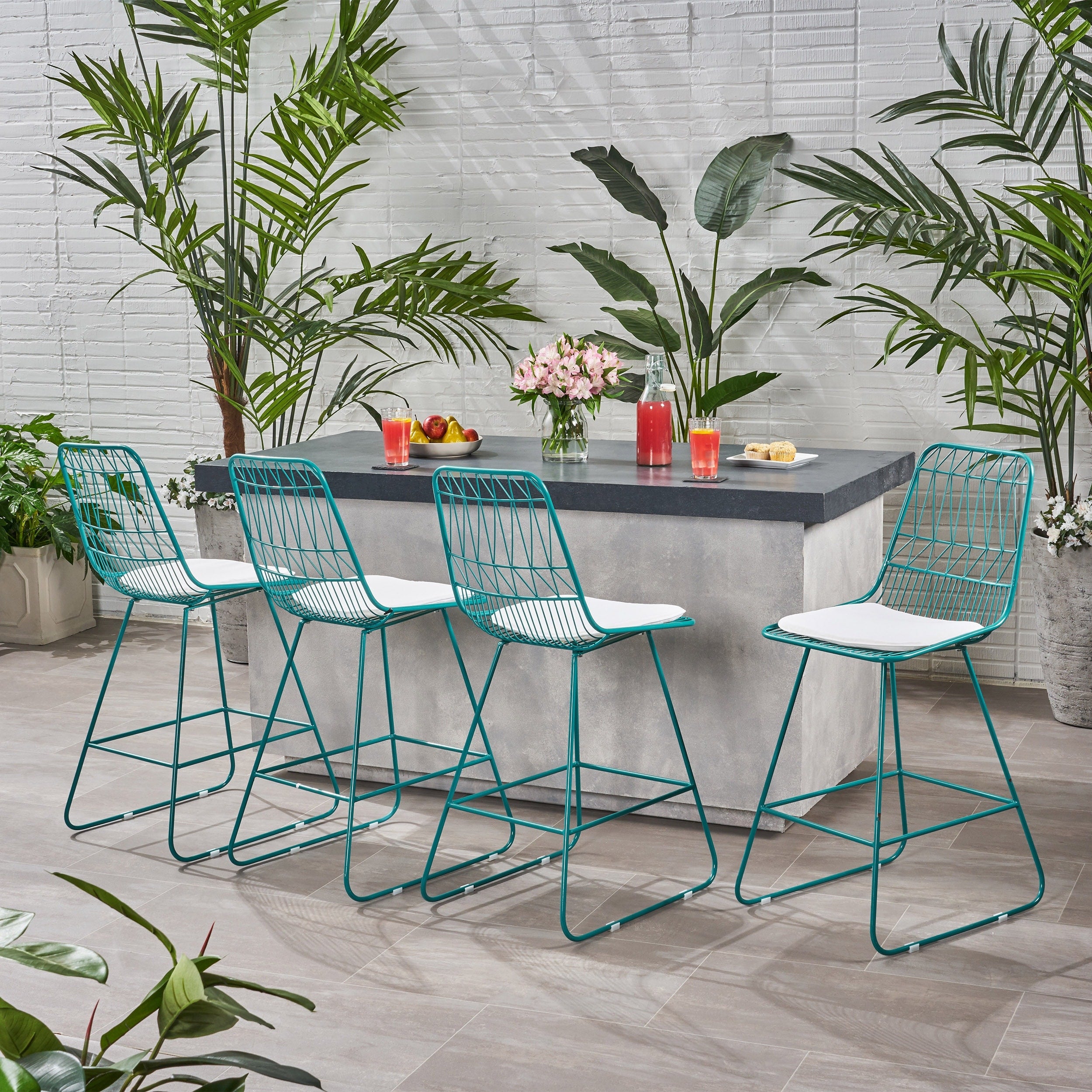 Niez Modern Outdoor 26 Seats Geometric Counter Stools Set Of 4 By Christopher Knight Home