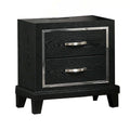Nightstand With Charging Station 2 Drawers Black Rubberwood 24 Inch