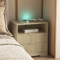 Nightstand With Charging Station Smart Nightstand With Night Light Bedside Tables With Storage Cabinet For Bedroom