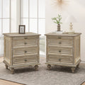 Nightstands Set Of 2 With 4 Drawer Wood Storage End Table With Hidden Pull Out Shelf 4 Solid Wood Feet And Metal Handle