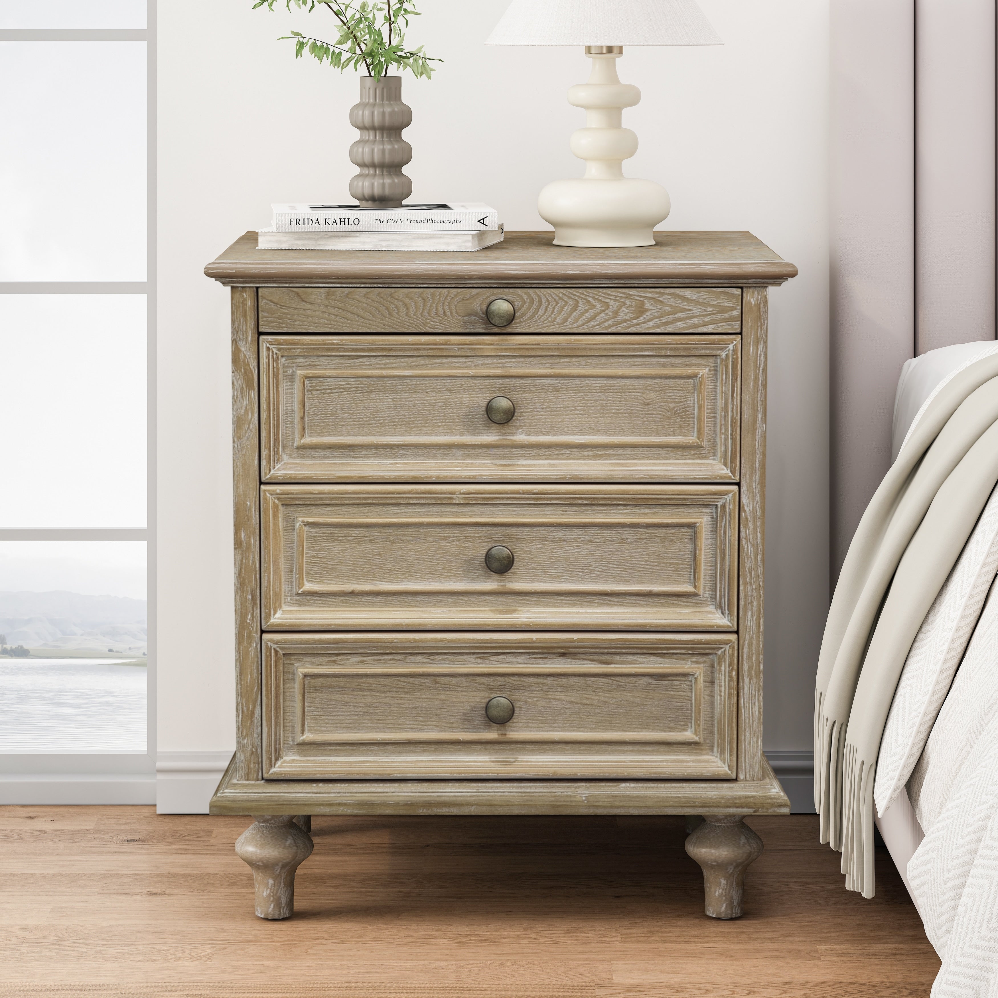 Nightstands With Drawers Hidden Pull Out Shelf Metal Handle