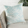Nikki Chu Malae Indoor Outdoor Tribal Turquoise Cream Throw Pillow 22 Inch