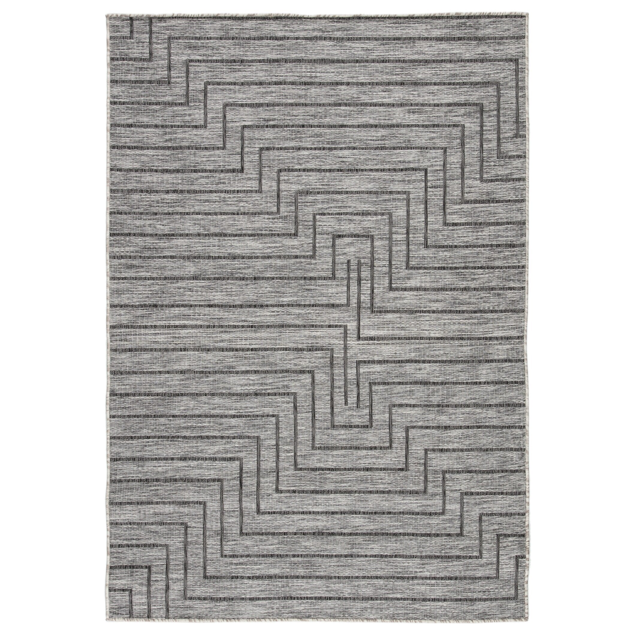 Nikki Chu Xantho Indoor Outdoor Geometric Gray Area Rug