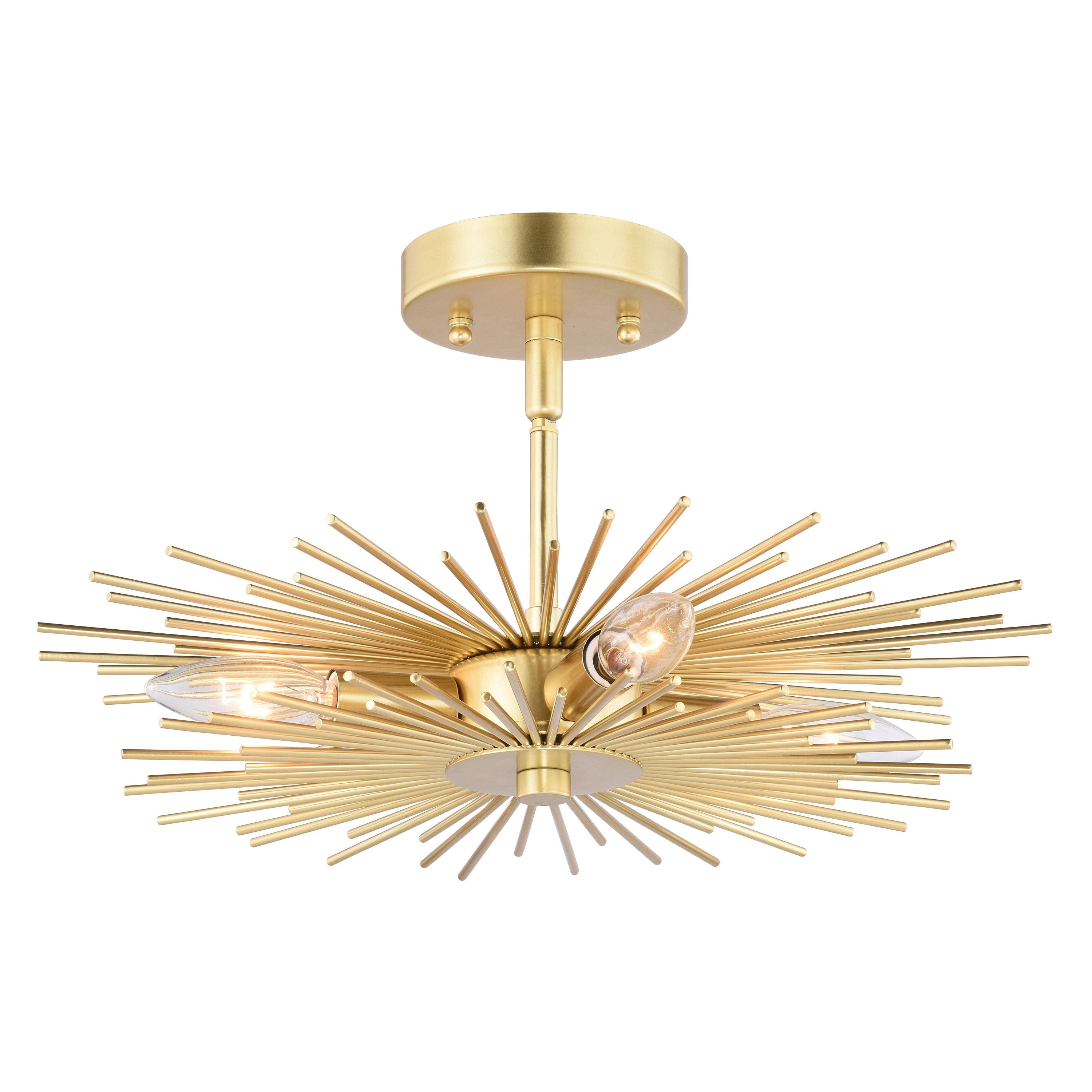 Nikko Gold 16 In W Mid Century Modern Starburst Ceiling Light 16 In W X 9.5 In H X 16 In D
