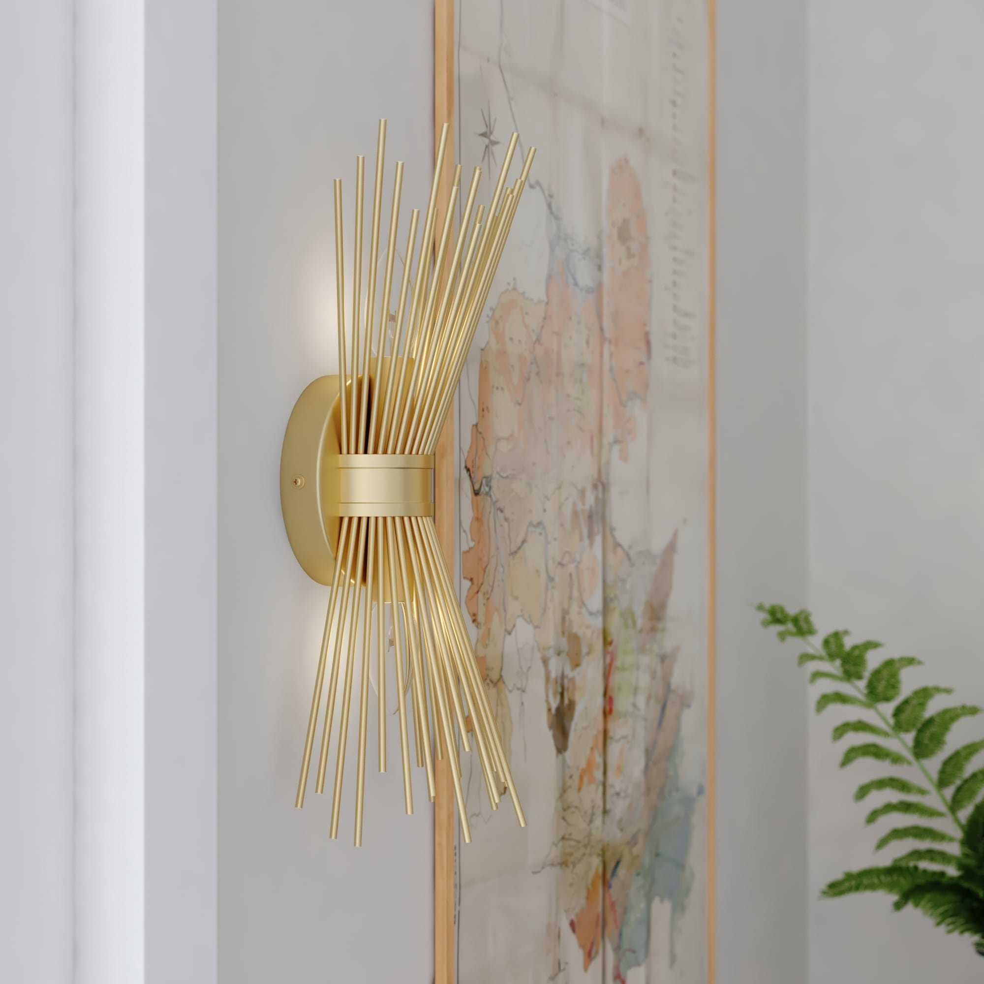 Nikko Gold Mid Century Modern Wall Sconce Light 6.5 In W X 15.5 In H X 4.75 In D