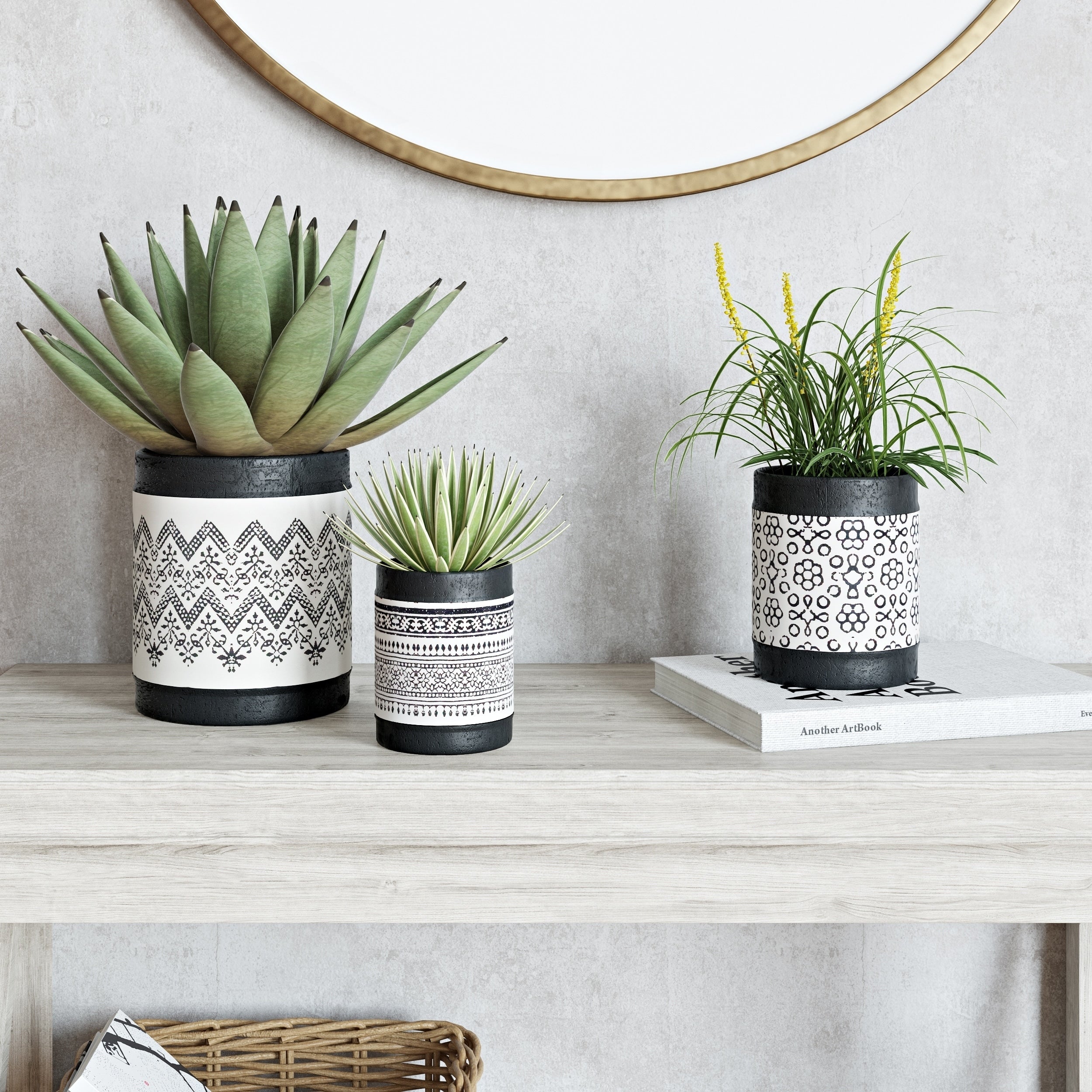 Nikos Ceramic Planters Set Of 3 N A