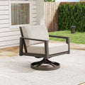 Nimbus 1 Piece Brown Aluminum Patio Swivel Sofa Chair With Sunbrella Light Gray Cushions