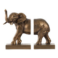 Nimy Decorative Bookend Set Of 2 Trumpeting Elephant Bronze Polyresin