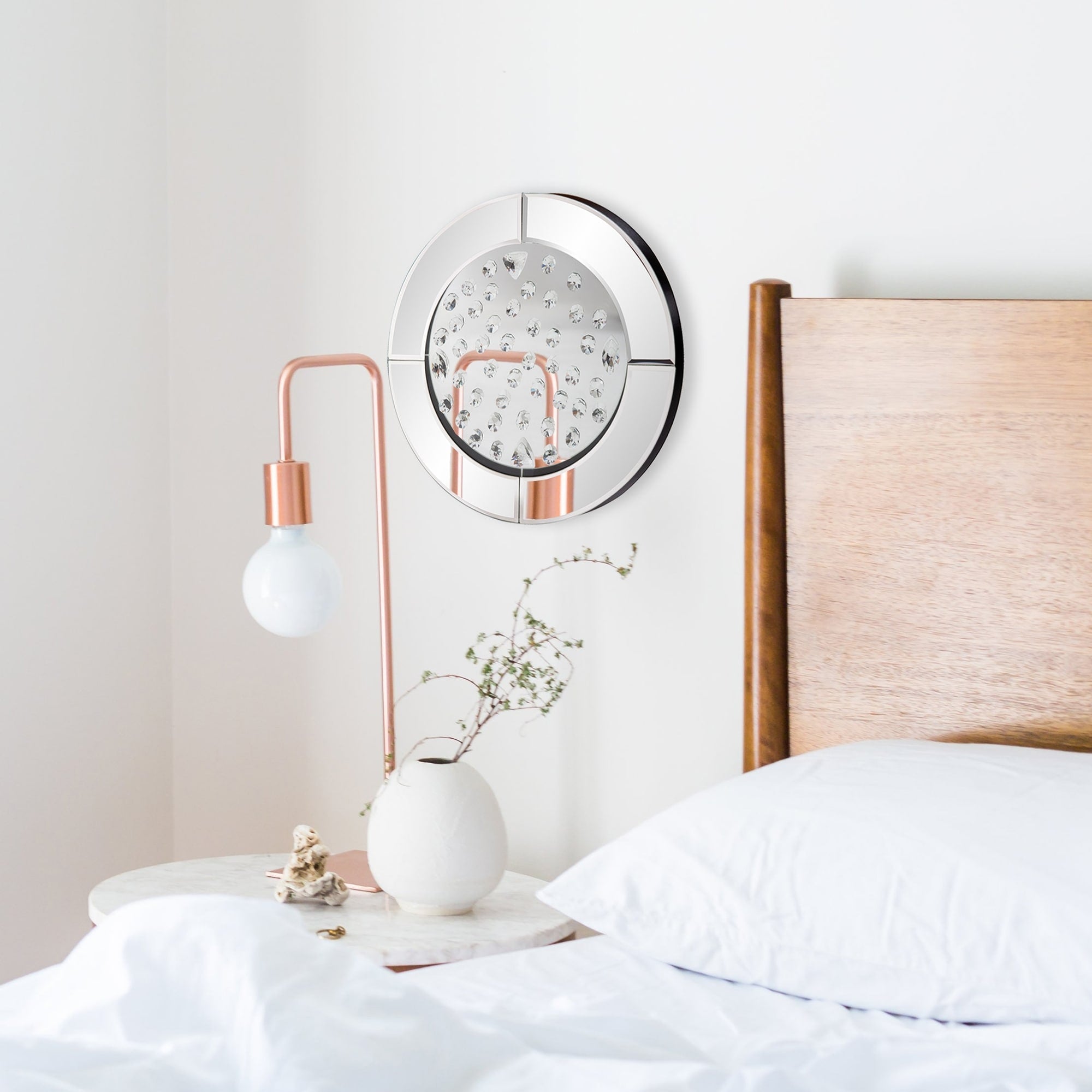 Nina Glass Crystal Round Mirror