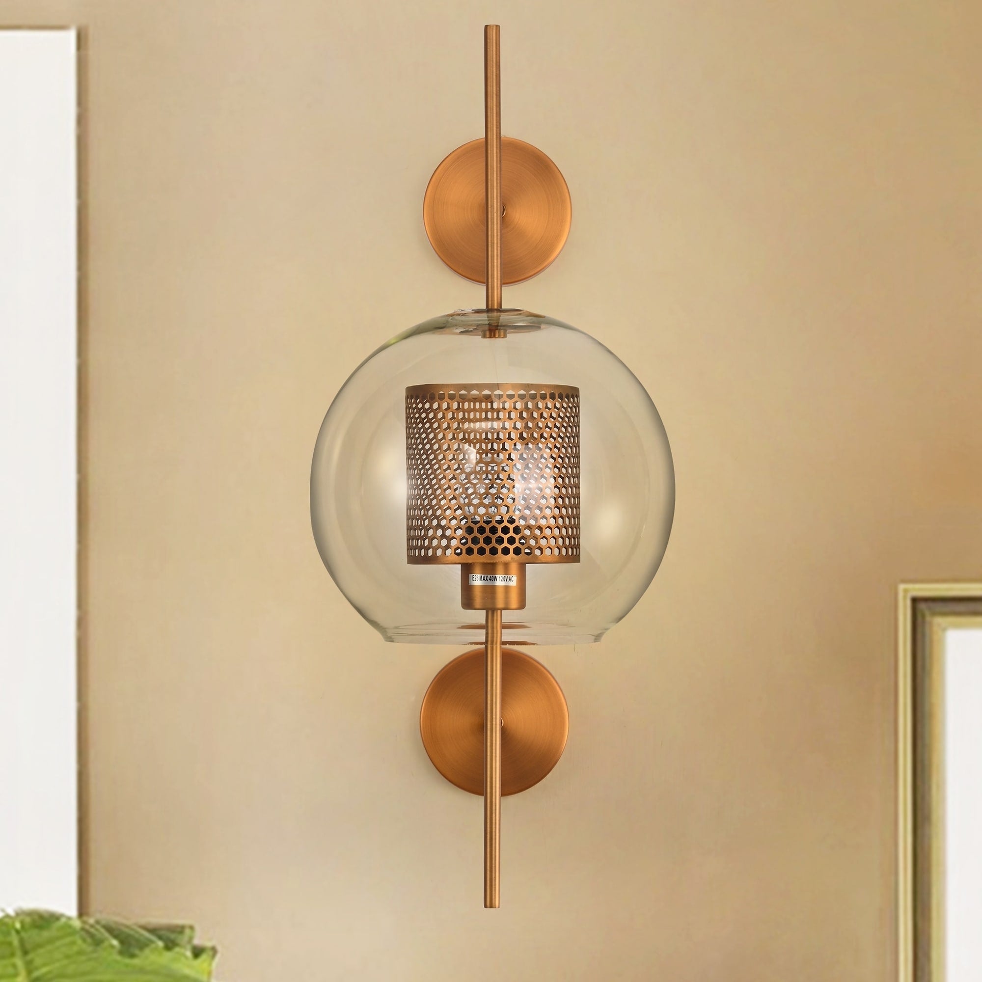 Ninakaren Metallic Gold And Glass Wall Sconce