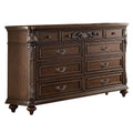 Nine Drawers Wooden Dresser With Molded Details Brown