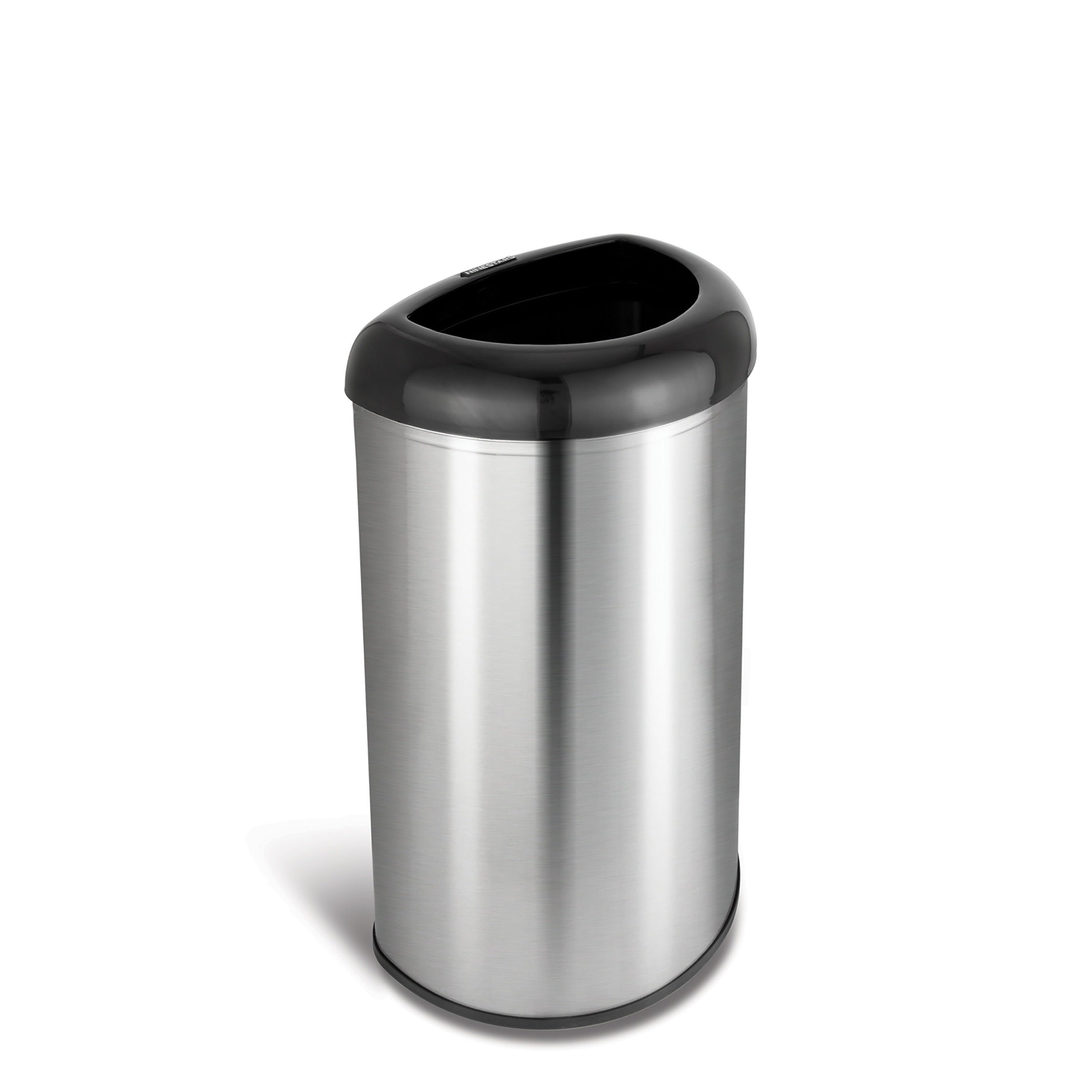 Nine Stars Open Top Stainless Steel Trash Can With Black Trim