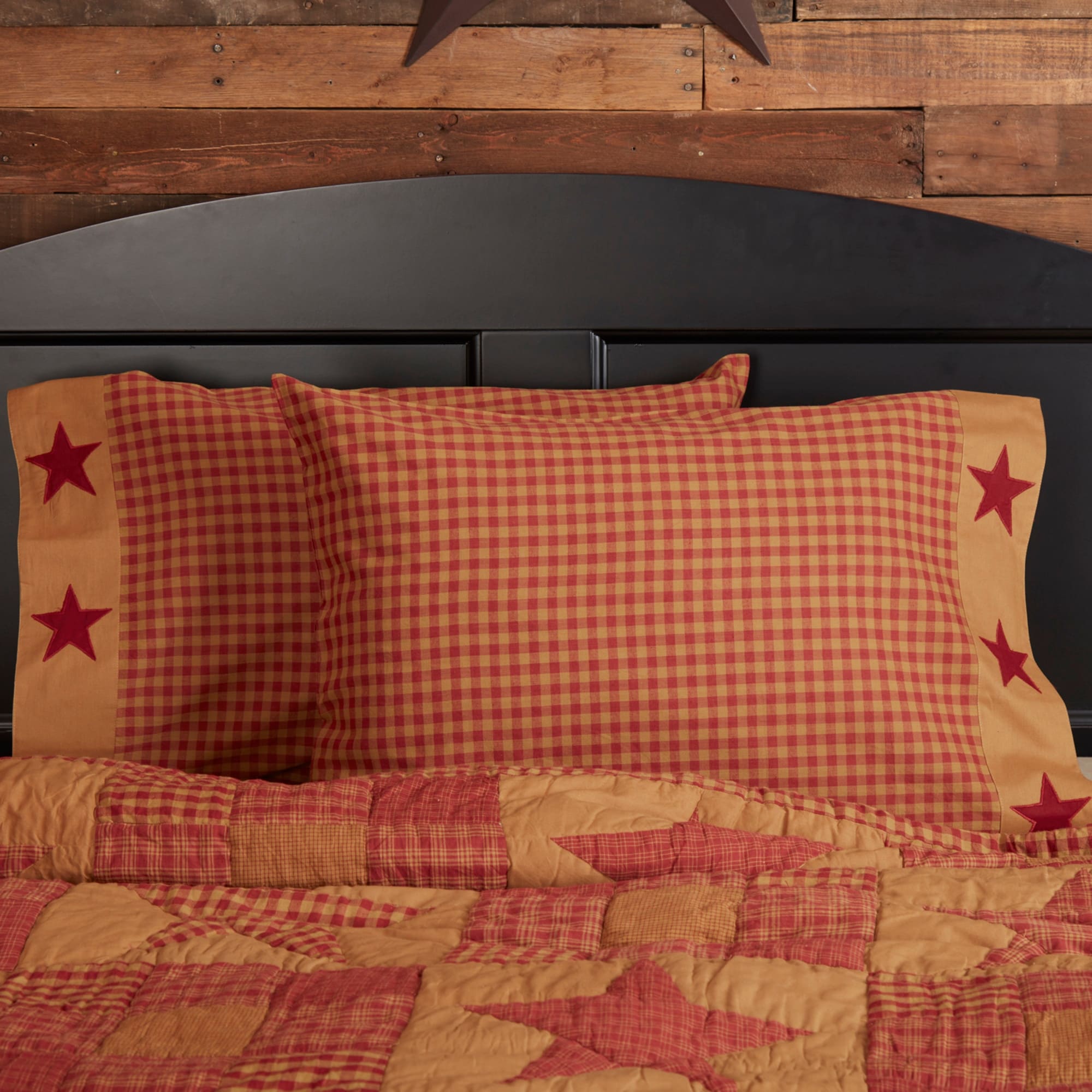 Ninepatch Star 100 Percent Cotton Quilt Pillowcase Set